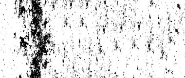 Grunge üst üste biniyor. Soyut siyah-beyaz vektör arkaplanı. Çatlak, leke ve noktalarda kirli desenli tek renkli klasik yüzey. Karanlık korku tarzında eski bir duvar.