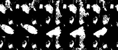 Grunge üst üste biniyor. Soyut siyah-beyaz vektör arkaplanı. Çatlak, leke ve noktalarda kirli desenli tek renkli klasik yüzey. Karanlık korku tarzında eski bir duvar.