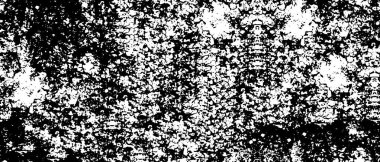 Grunge üst üste biniyor. Soyut siyah-beyaz vektör arkaplanı. Çatlak, leke ve noktalarda kirli desenli tek renkli klasik yüzey. Karanlık korku tarzında eski bir duvar.