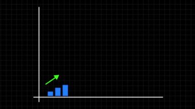 Grafik animasyonu, grafik grafiğinde yükselen ok canlandırması, iş dünyasındaki satışları artırma