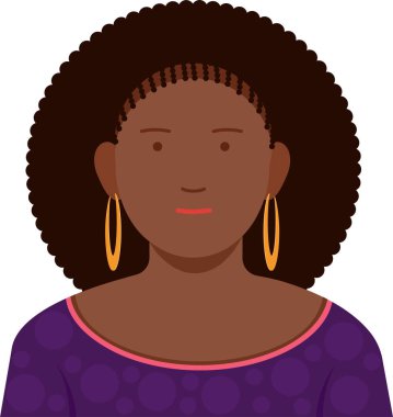 Afrikalı Amerikalı genç kadın Avatar karakter, vektör illüstrasyonu