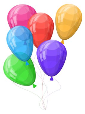 Bir grup renkli balon, vektör illüstrasyonu