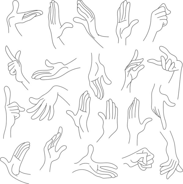 hands gestures icons set, simple style, vector     