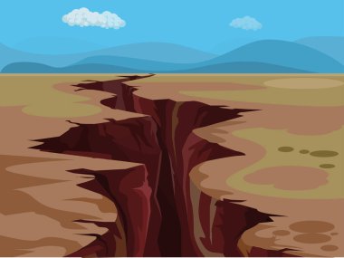 Yeraltında dev çatlaklar olan düz bir manzara tasarımı