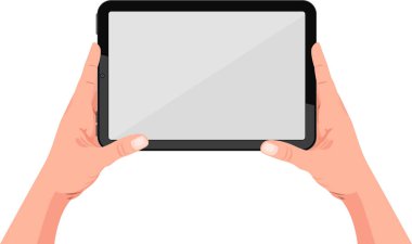 Cep telefonunu ekranla tutan eller. vektör illüstrasyonu            