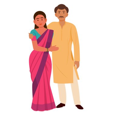 Hint geleneksel çift çizgi film vektör çizimi grafik tasarımı