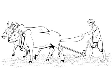 Tarlada sabanla çalışan Hintli çiftçi