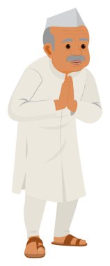 Hintli yaşlı adam çizgi film vektör çizimi grafik tasarımı