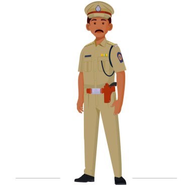 Hint polis memuru çizgi film vektör illüstrasyon grafik tasarımı    