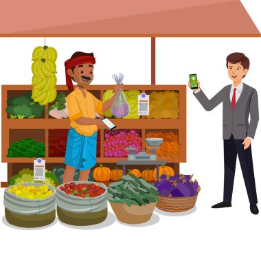 Hint Sebze Satıcısının vektör çizimi