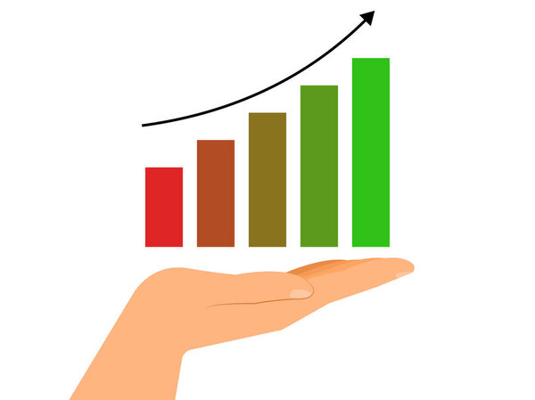 Digital increasing bar graph with businessman hand