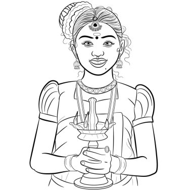 Kerala kızının el ele tutuşmasının vektör çizimi