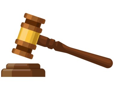 Yargıç Tokmak, illüstrasyon, beyaz arka planda vektör. Hukuk ve Düzen kavramı