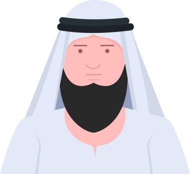 Arap iş adamı, genç adamın ön portresi, karakter avatarı