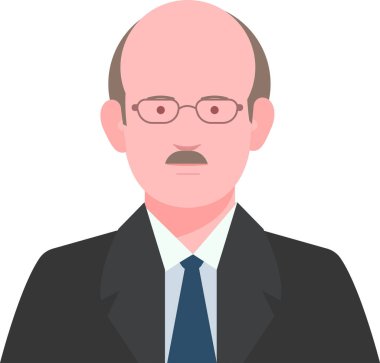 Beyaz arkaplanda düz biçimli avatar adam simgesi, vektör illüstrasyonu     