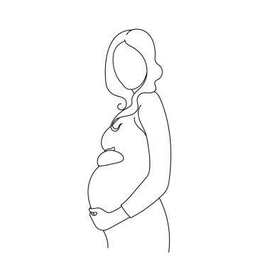 Hamile kadın basit bir çizgi çizimi