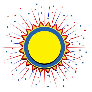 Mavi güneş patlaması. Parlak güneş ışınları. vektör illüstrasyonu