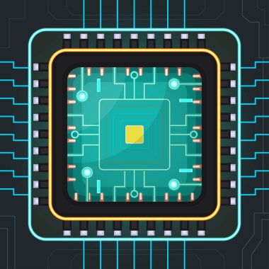 İşlemci vektör simgesine sahip devre kartı