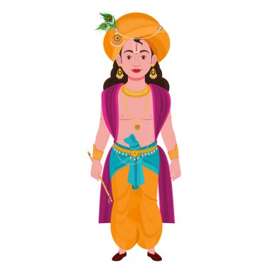 Lord Shri Krishna 'nın vektör çizimi      