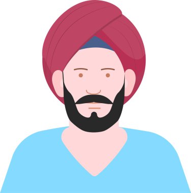 Türbanlı adam, vektör çizimi. Singh.