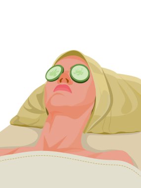 Güzellik Salonundaki Kadın, vektör illüstrasyonu