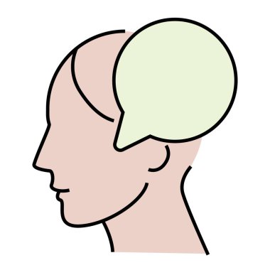 Kadın düşünceleri simgesi, vektör illüstrasyon tasarımı