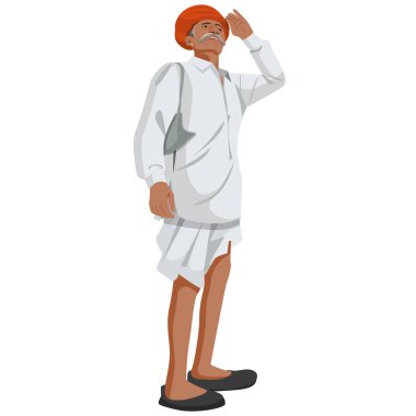 Endişeli Hintli çiftçi yağmur için gökyüzüne bakıyor Hasat ya da ekin ekimi için