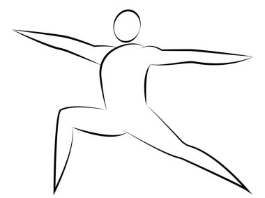 Yoga ve vektör çizimi yapan kişinin silüeti.         