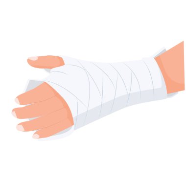 Bilek yaralanması, bandajlı el, vücudun yaralı kısmını korumak için..