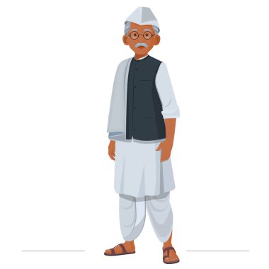 Indian man freedom fighter. ndependence Day of India, freedom fighter character. Indian people clipart