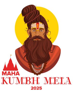 Sadhu in grand festival maha kumbh mela clipart