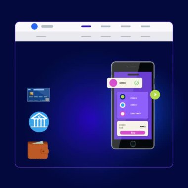 İş Ödeme Kapısı, mobil bankacılık uygulaması ve kredi kartıyla ödeme. Çevrimiçi ödeme ve elektronik fatura ödeme Illustration animasyonu