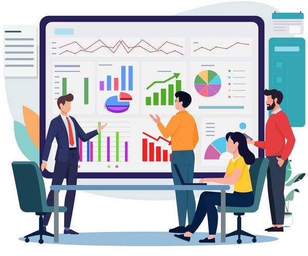 Бизнес-привычка трейкинга, бизнес-проект, инновации. Мозговой штурм. Иллюстрация бизнес-вектора.