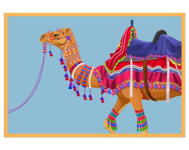 Decoreted Camel, Indian camel traditional colorful decorated on festival clipart