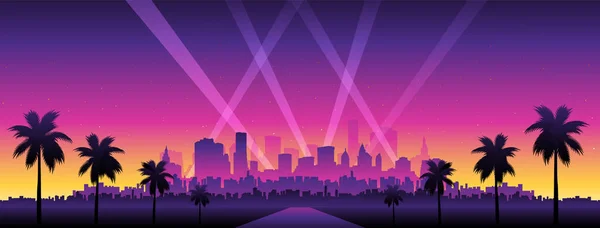 Hollywood Panoramic Cityscape Background Vector Illustration Gráficos Vectoriales