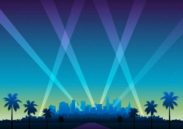 Hollywood Panoramic Cityscape Background Vector Illustration ロイヤリティフリーのストックイラスト