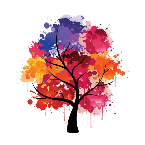 Цвет Дерева Брызги Краски Векторная Иллюстрация Лицензионные Стоковые Иллюстрации
