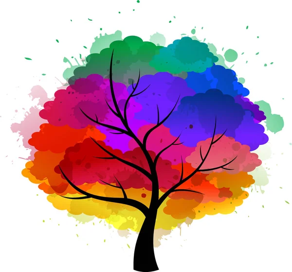 Цвет Дерева Брызги Краски Векторная Иллюстрация Стоковый вектор