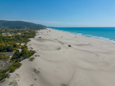 Deniz ve mavi gökyüzü olan güzel sahil