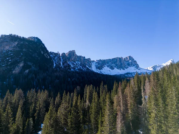 Piękny Krajobraz Górski Śniegiem Drzewami — Zdjęcie stockowe