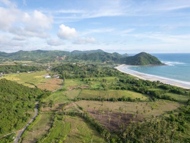 Sabahları güzel kumsalın hava manzarası.