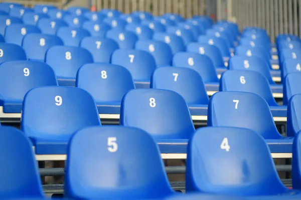 Blick Auf Leere Sitze Mit Nummern Auf Den Tribünen Die — Stockfoto