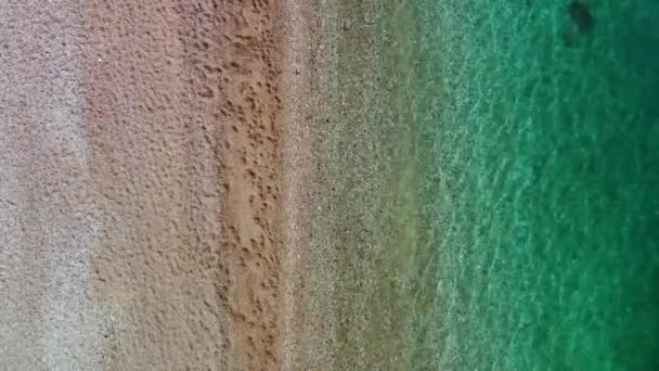 Vista Aerea Superiore Reale Della Spiaggia Sabbia Bianca Con Mare — Video Stock