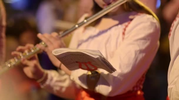 Desfile Participantes Del Festival Fiesta Tradicional Baile Música Calle Ciudad — Vídeo de stock