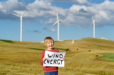 Eco activist boy with banner 