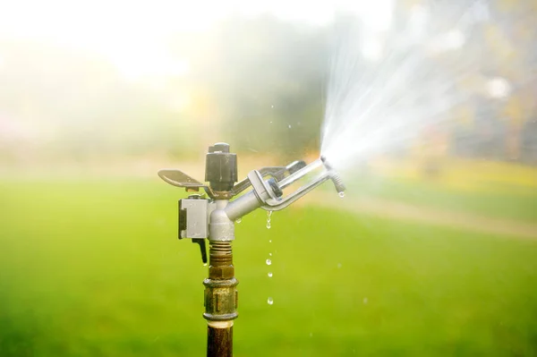 Automatic Garden Sprinkler Public Park Gardening Equipment Watering Grass Yard — Stock Photo, Image