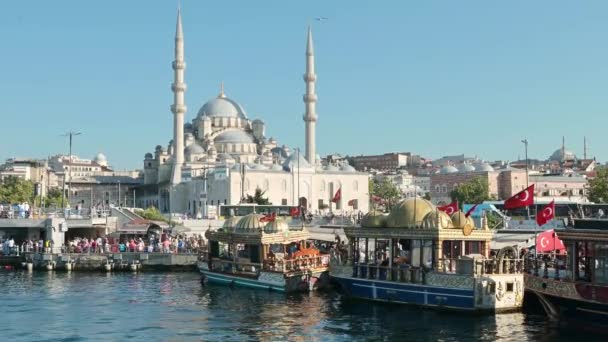 Istanbul Turkije Augustus 2023 Prachtig Uitzicht Beroemde Nieuwe Moskee Suleymaniye — Stockvideo