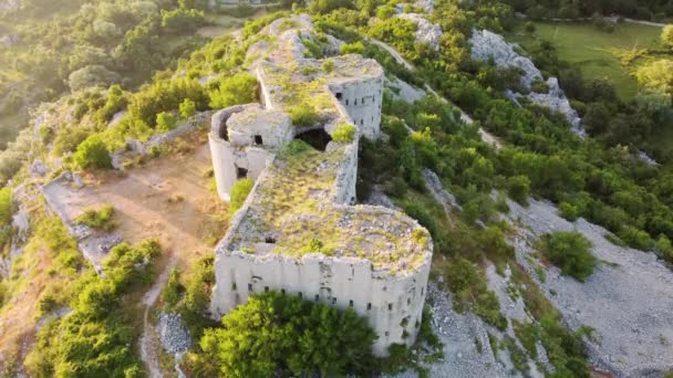 Letecký Pohled Fort Kosmach Černé Hoře Pevnost Nachází Blízkosti Budvy — Stock video