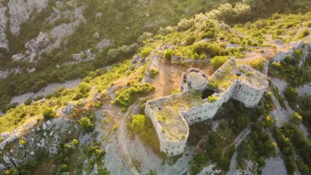 Letecký Pohled Fort Kosmach Černé Hoře Pevnost Nachází Blízkosti Budvy — Stock video