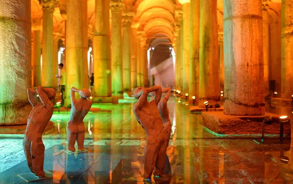 Cisterna Basílica Estambul Más Grande Mejor Conservado Antiguo Depósito Agua Imagen de stock
